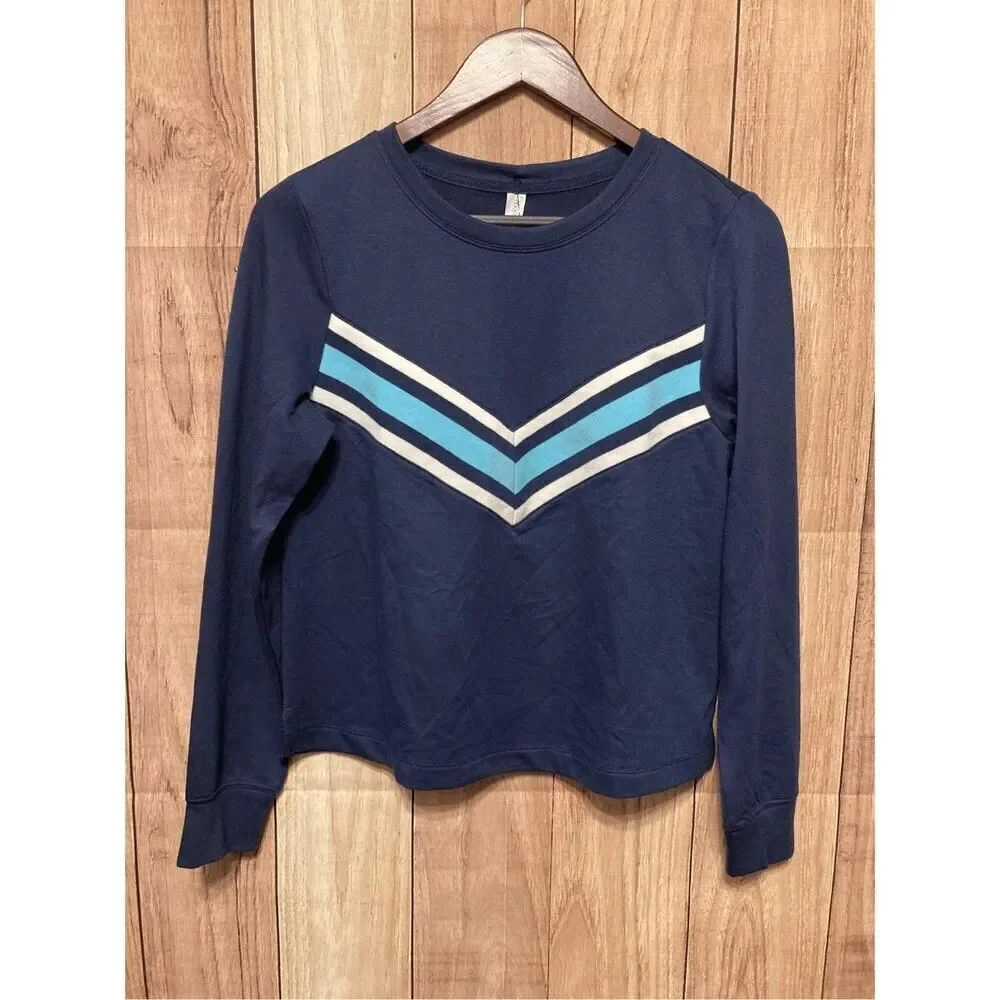 Ideology Small NWT chevron comfort sweater blue/white active top